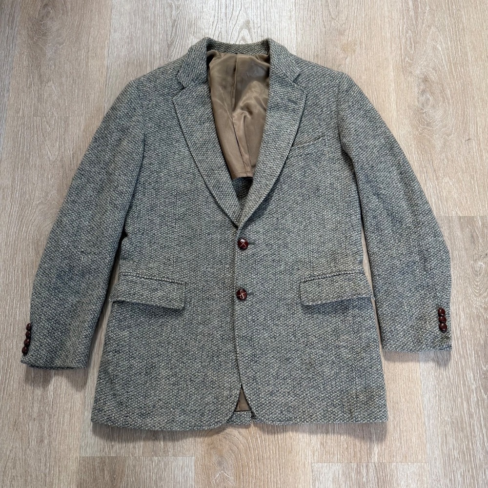 Harris Tweed Men's 40R Beige Handwoven Scottish Wool Blazer‎ Sports Coat Jacket